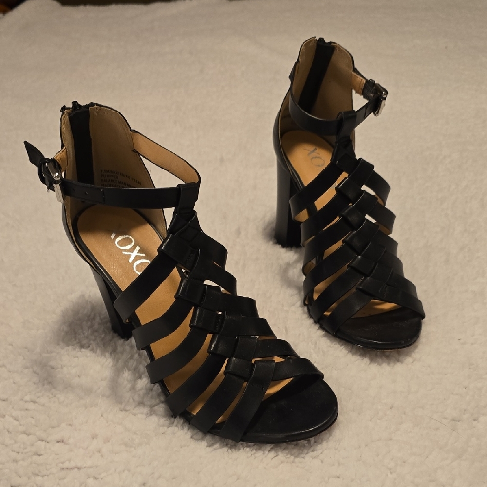 XOXO Black Strappy Heels - Picture 3 of 12